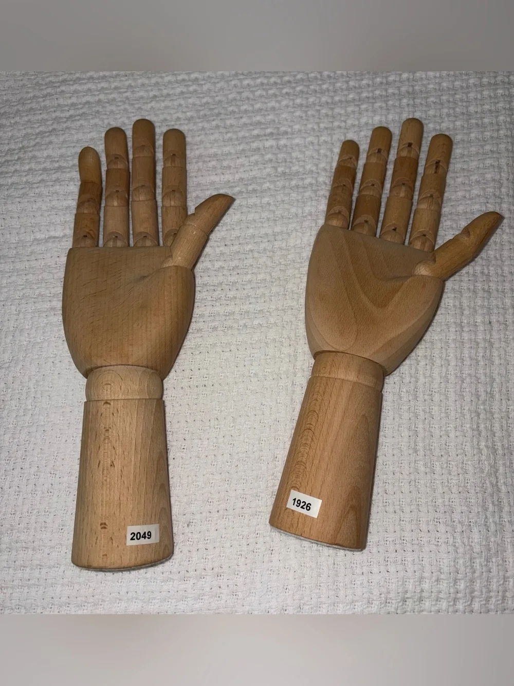 Set of 2 Wooden Articulated IKEA Hand Display - Natural Wood HANDSKALAD